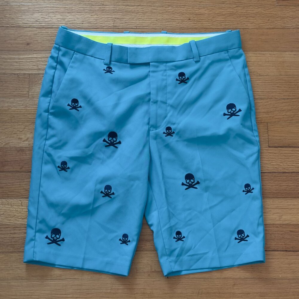 G/FORE Men's Performance Golf Shorts Size 32 Bluebird Skull & Ts